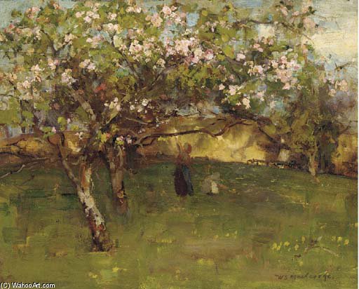 Wikioo.org - สารานุกรมวิจิตรศิลป์ - จิตรกรรม William Stewart Macgeorge - In The Orchard