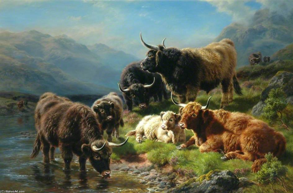 Wikioo.org - สารานุกรมวิจิตรศิลป์ - จิตรกรรม William Watson - Highland Cattle