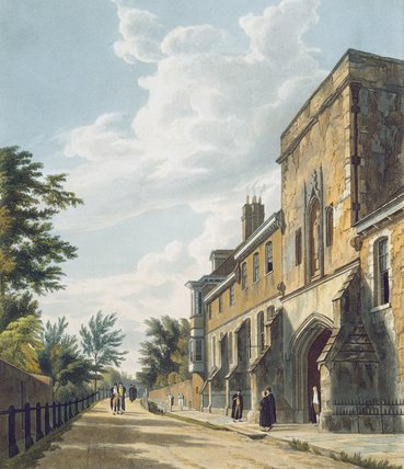 Wikioo.org – L'Enciclopedia delle Belle Arti - Pittura, Opere di William Westall - Winchester College Entrance With The Warden di