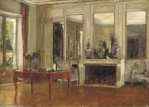 WikiOO.org - Encyclopedia of Fine Arts - Maleri, Artwork Walter Gay - The Salon At Chateau De Fortoiseau, Signed