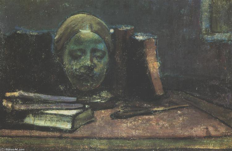 WikiOO.org - Encyclopedia of Fine Arts - Maleri, Artwork Wladyslaw Slewinski - Mask And Books