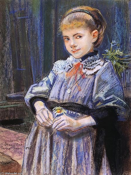 WikiOO.org - Encyclopedia of Fine Arts - Malba, Artwork Stanislaw Wyspianski - Girl’s Portrait