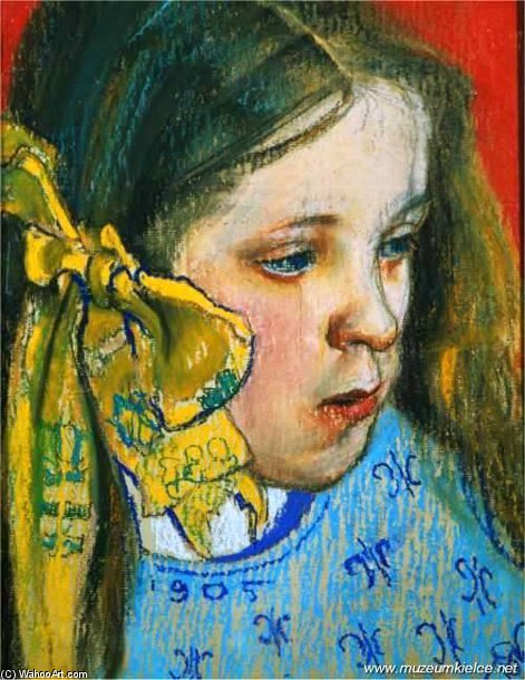 Wikioo.org - The Encyclopedia of Fine Arts - Painting, Artwork by Stanislaw Wyspianski - Head Of A Girl -