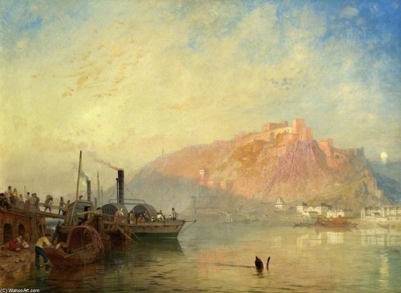 Wikioo.org - The Encyclopedia of Fine Arts - Painting, Artwork by James Baker Pyne - Ehrenbreitstein, From Coblenz, Germany, On The Rhine