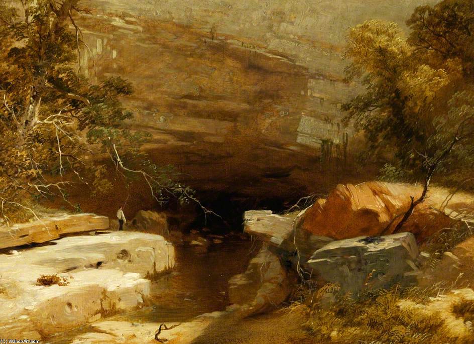 Wikioo.org - The Encyclopedia of Fine Arts - Painting, Artwork by James Baker Pyne - Landscape, Porth-yr-ogof, Vale Of Neath