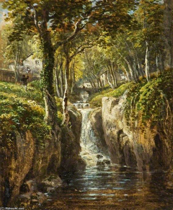 Wikioo.org - The Encyclopedia of Fine Arts - Painting, Artwork by James Baker Pyne - Lower Cascade, Rydal Peak, Cumbria