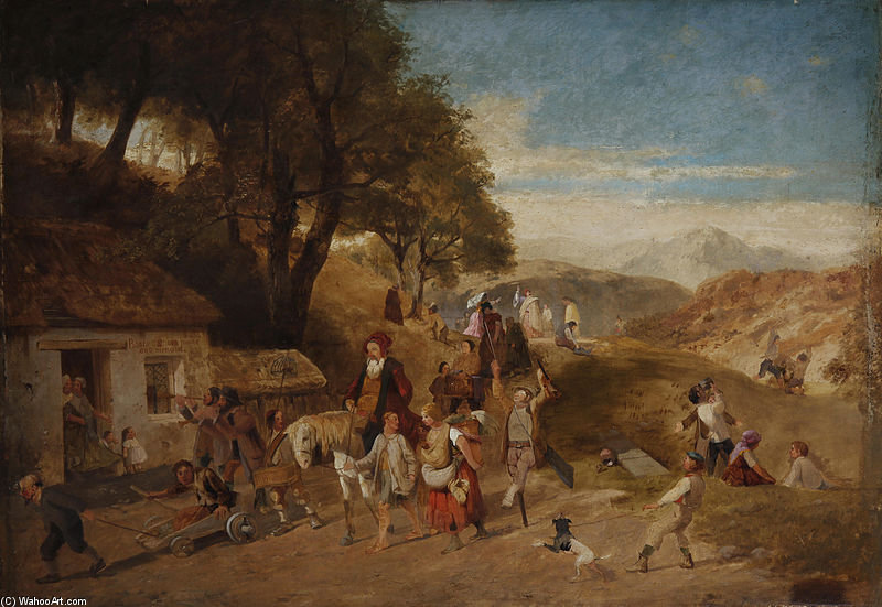 WikiOO.org - Εγκυκλοπαίδεια Καλών Τεχνών - Ζωγραφική, έργα τέχνης James Baker Pyne - The Beggars Coming To Town