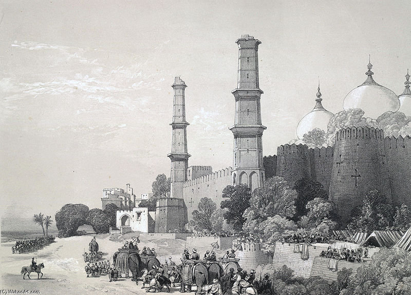 Wikioo.org - The Encyclopedia of Fine Arts - Painting, Artwork by James Duffield Harding - Entering His Palace In Lahore