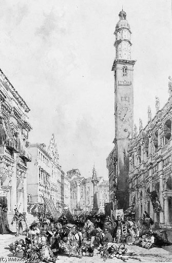 Wikioo.org – L'Enciclopedia delle Belle Arti - Pittura, Opere di James Duffield Harding - Il mercato, Vicenza
