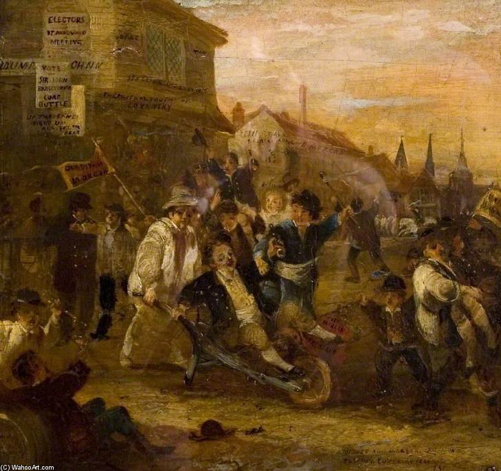 WikiOO.org - Encyclopedia of Fine Arts - Malba, Artwork James Pollard - Election Riot At Coventry