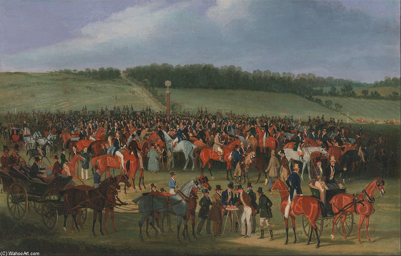 WikiOO.org - Encyclopedia of Fine Arts - Maľba, Artwork James Pollard - Epsom Races- The Betting Post