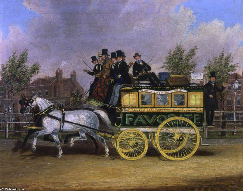 WikiOO.org - Enciklopedija dailės - Tapyba, meno kuriniai James Pollard - Favourite Omnibus At Islington Green