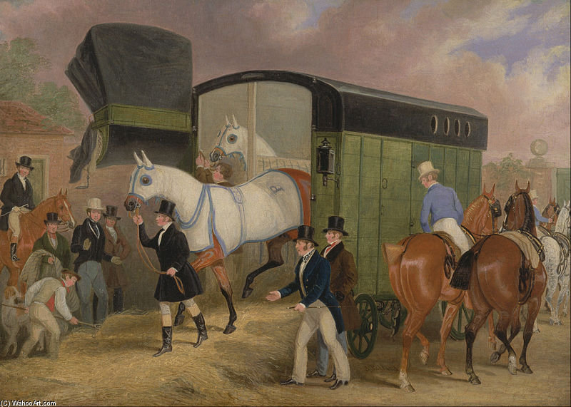 Wikioo.org – L'Encyclopédie des Beaux Arts - Peinture, Oeuvre de James Pollard - Le Derby Animaux- The Arrival