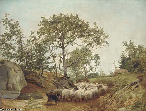 Wikioo.org - The Encyclopedia of Fine Arts - Painting, Artwork by James Stark - Counting The Sheep