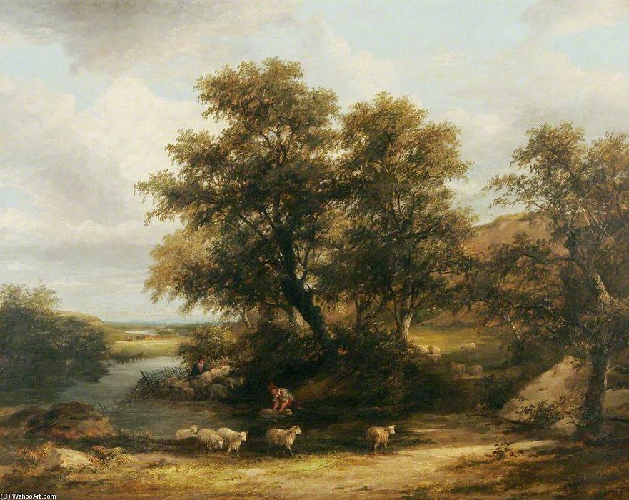 WikiOO.org - Encyclopedia of Fine Arts - Målning, konstverk James Stark - Sheep Washing -