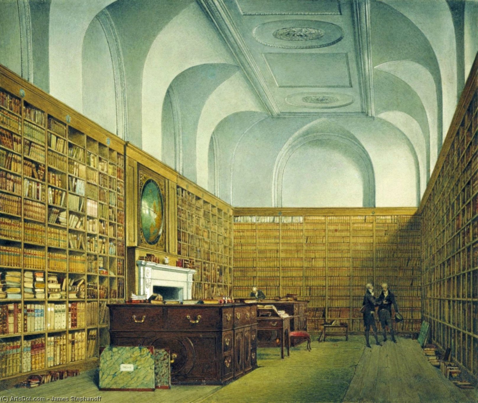 WikiOO.org - Εγκυκλοπαίδεια Καλών Τεχνών - Ζωγραφική, έργα τέχνης James Stephanoff - Buckingham House, East Library