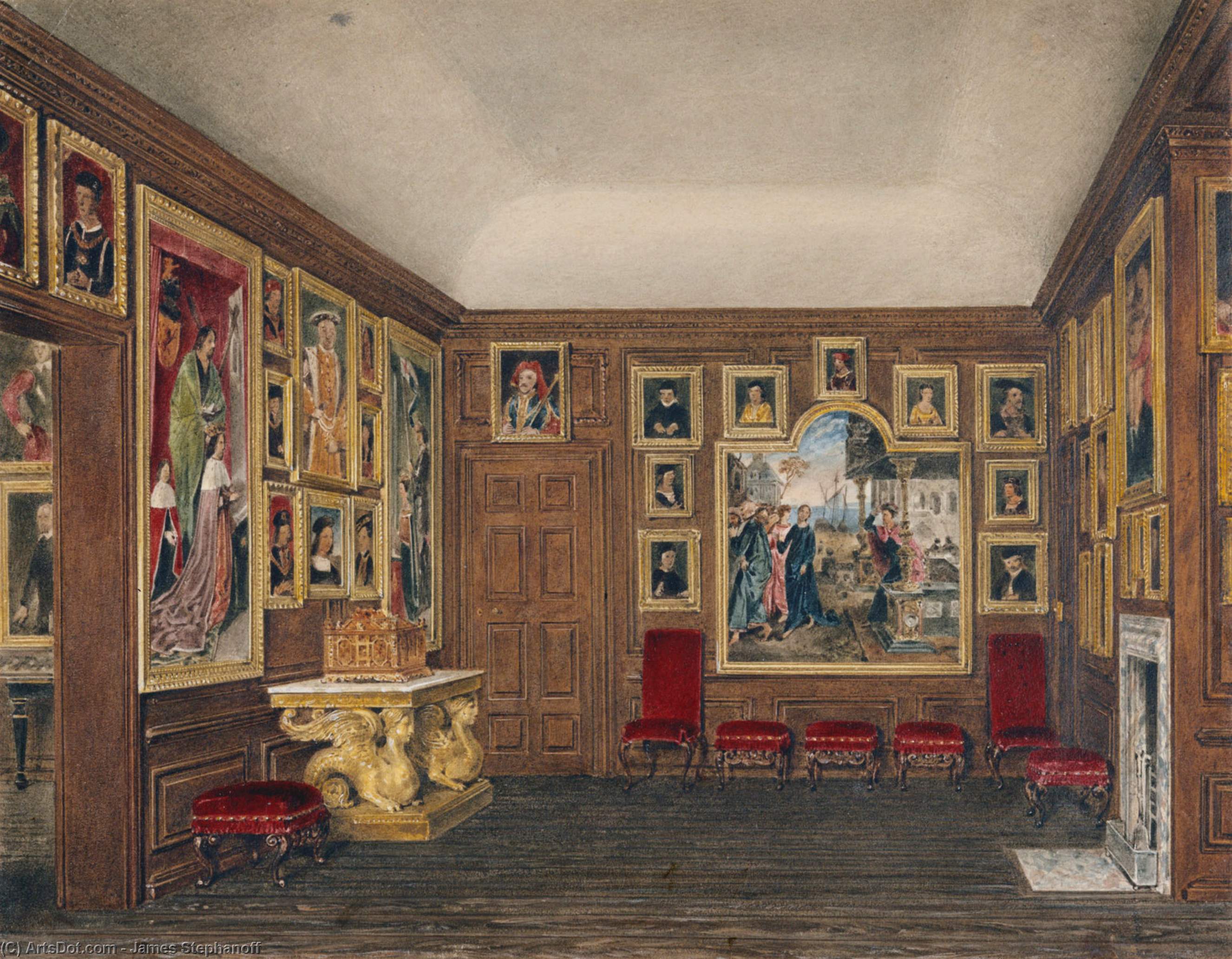 Wikioo.org - The Encyclopedia of Fine Arts - Painting, Artwork by James Stephanoff - Kensington Palace, Old Drawing Room