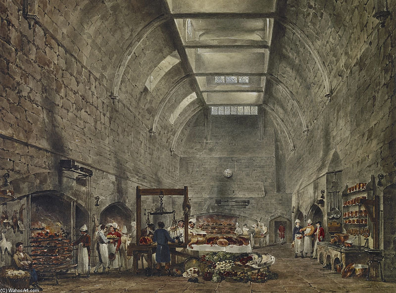 Wikioo.org – L'Enciclopedia delle Belle Arti - Pittura, Opere di James Stephanoff - Castello di Windsor, Cucina