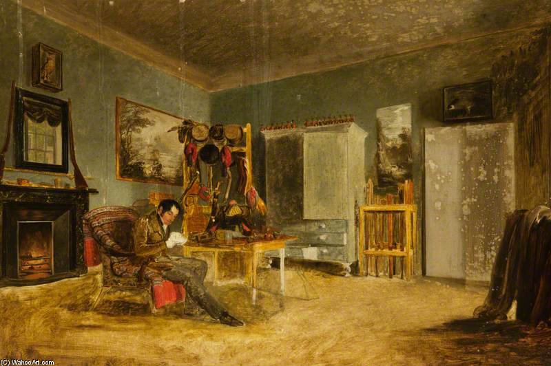 Wikioo.org - The Encyclopedia of Fine Arts - Painting, Artwork by James William Giles - A Gun Room With George, 4th Earl Of Aberdeen