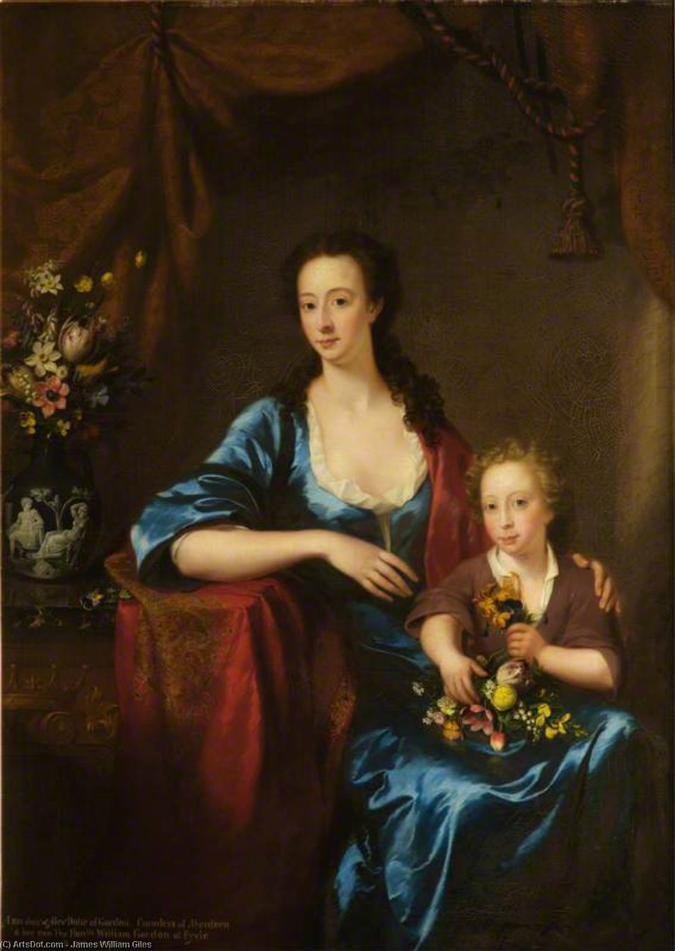 Wikioo.org - The Encyclopedia of Fine Arts - Painting, Artwork by James William Giles - Anne), Countess Of Aberdeen, And Her Son, Lord William Gordon Of Fyvie