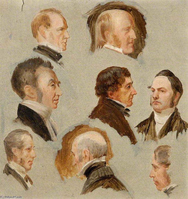 Wikioo.org - The Encyclopedia of Fine Arts - Painting, Artwork by James William Giles - Heads Of Aberdeen Personalities