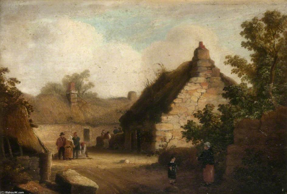 Wikioo.org - The Encyclopedia of Fine Arts - Painting, Artwork by James William Giles - Old Cottages Near Tranent