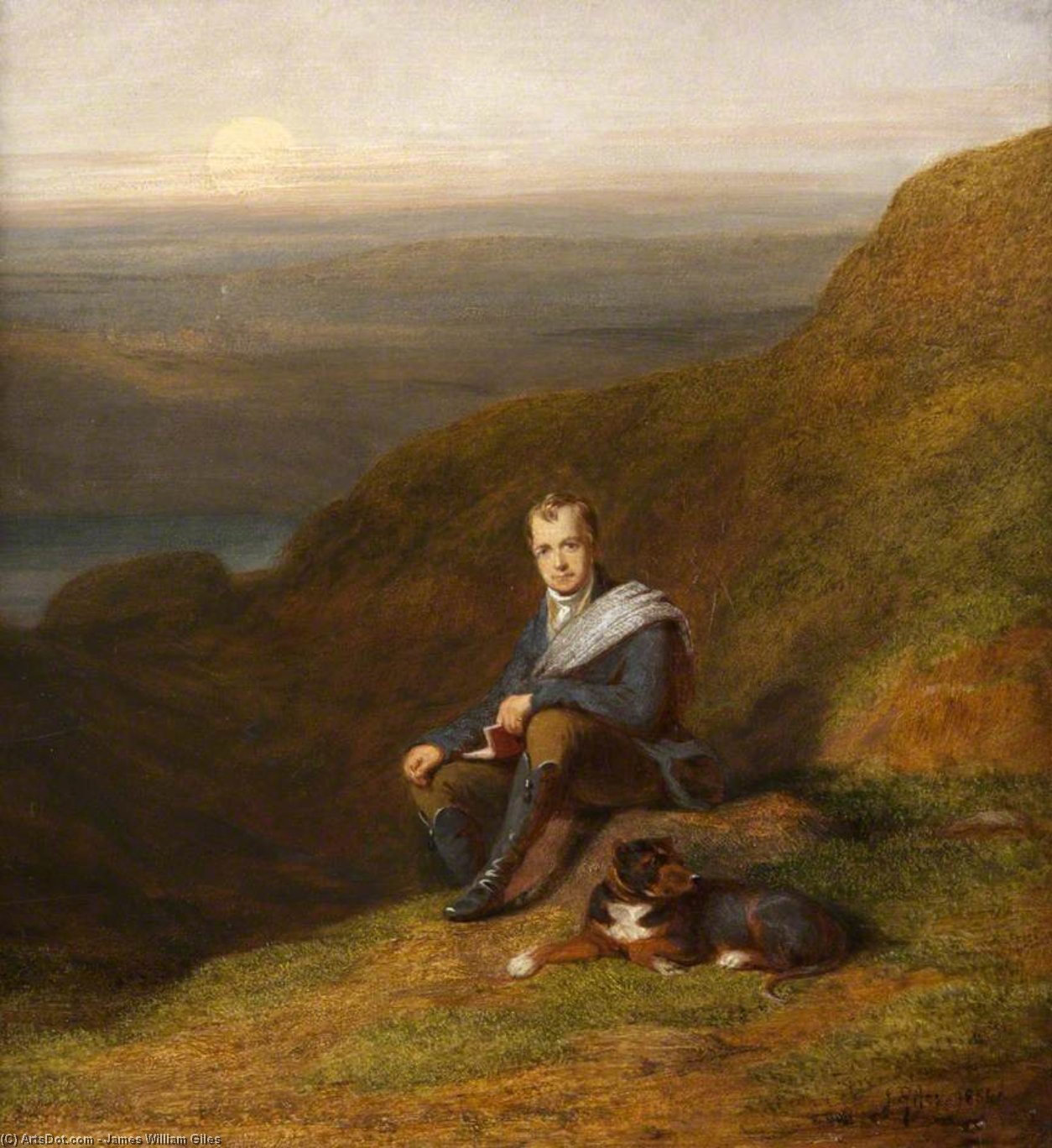 Wikioo.org - Die Enzyklopädie bildender Kunst - Malerei, Kunstwerk von James William Giles - sir walter scott mit ein hund