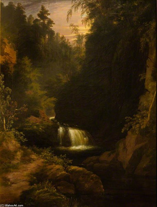 WikiOO.org - Encyclopedia of Fine Arts - Målning, konstverk James William Giles - Waterfall