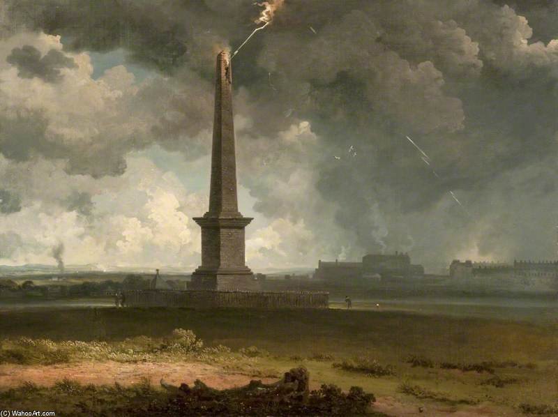 WikiOO.org - Εγκυκλοπαίδεια Καλών Τεχνών - Ζωγραφική, έργα τέχνης John Knox - The Nelson Monument On Glasgow Green Struck By Lightning