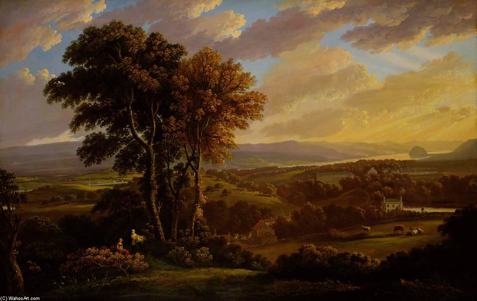 Wikioo.org - The Encyclopedia of Fine Arts - Painting, Artwork by John Knox - View Of The Clyde From Faifley And Duntocher