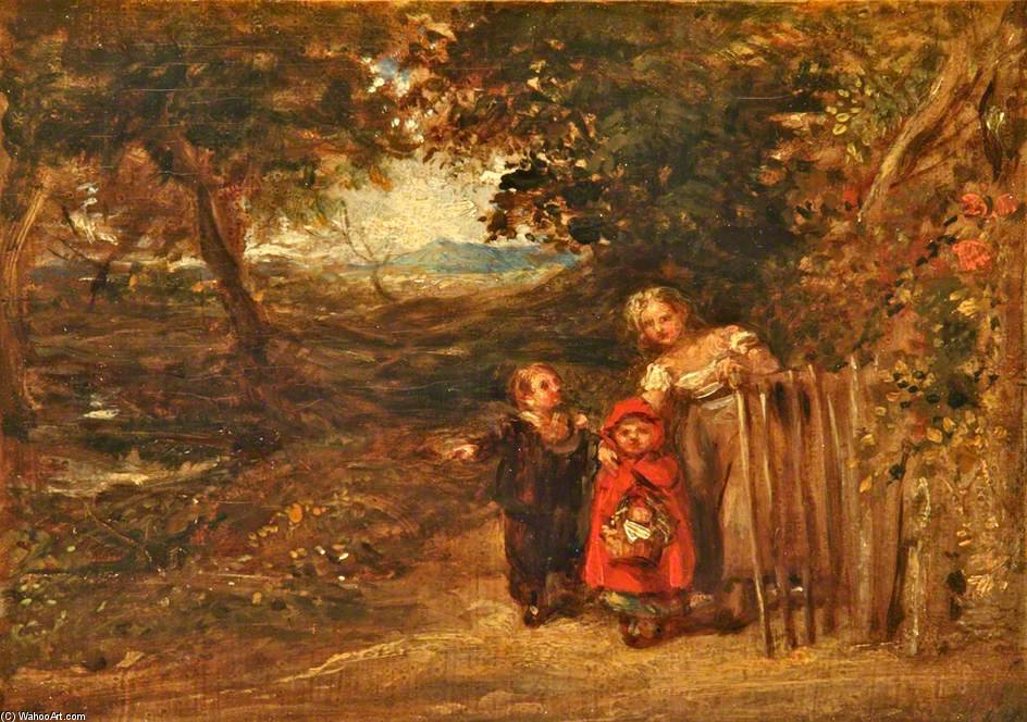 WikiOO.org - אנציקלופדיה לאמנויות יפות - ציור, יצירות אמנות John Linnell - At The Cottage Gate