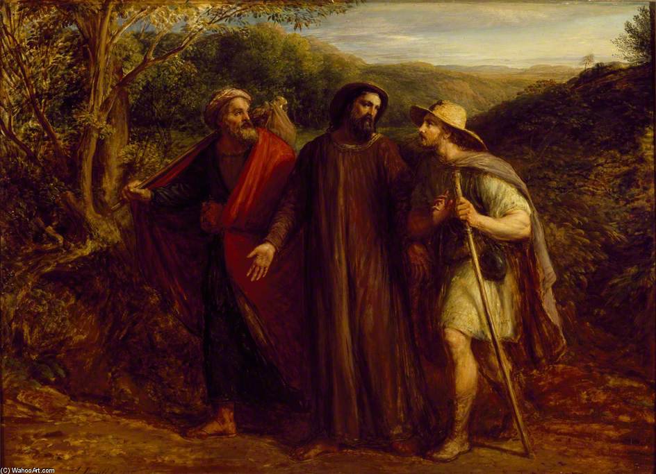 Wikioo.org - The Encyclopedia of Fine Arts - Painting, Artwork by John Linnell - Christ's Appearance To The Two Disciples Journeying To Emmaus