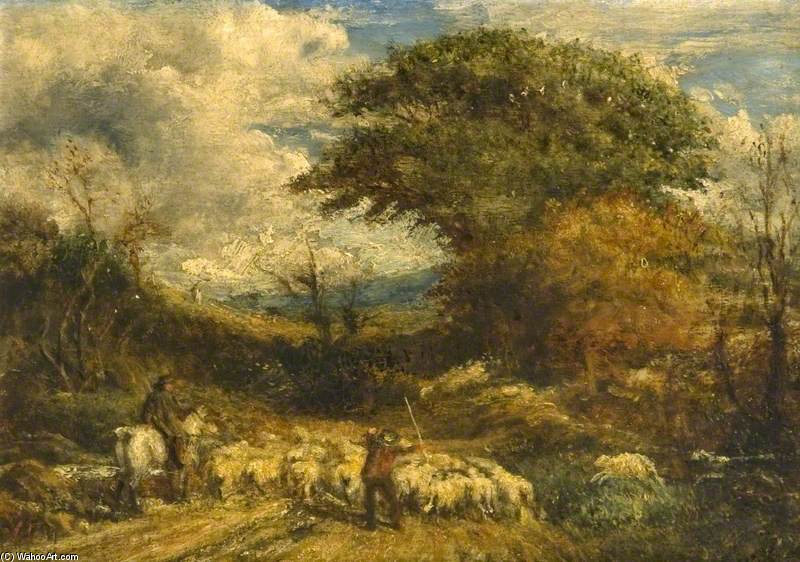 WikiOO.org – 美術百科全書 - 繪畫，作品 John Linnell - 驾驶羊，萨里