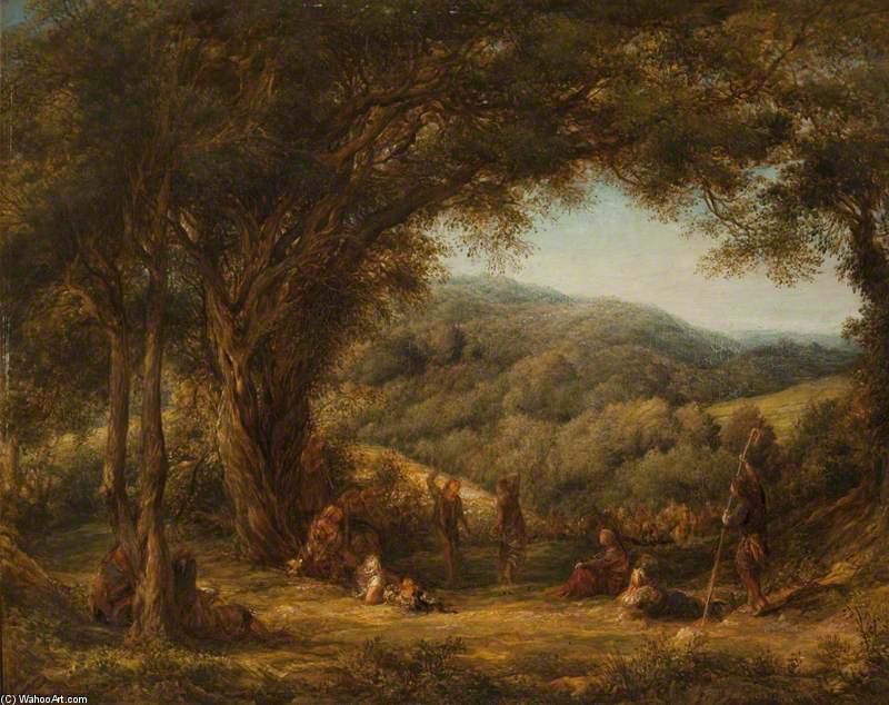Wikioo.org - The Encyclopedia of Fine Arts - Painting, Artwork by John Linnell - L'allegro, 'many A Youth And Many A Maid, Dancing In The Chequered Shade'