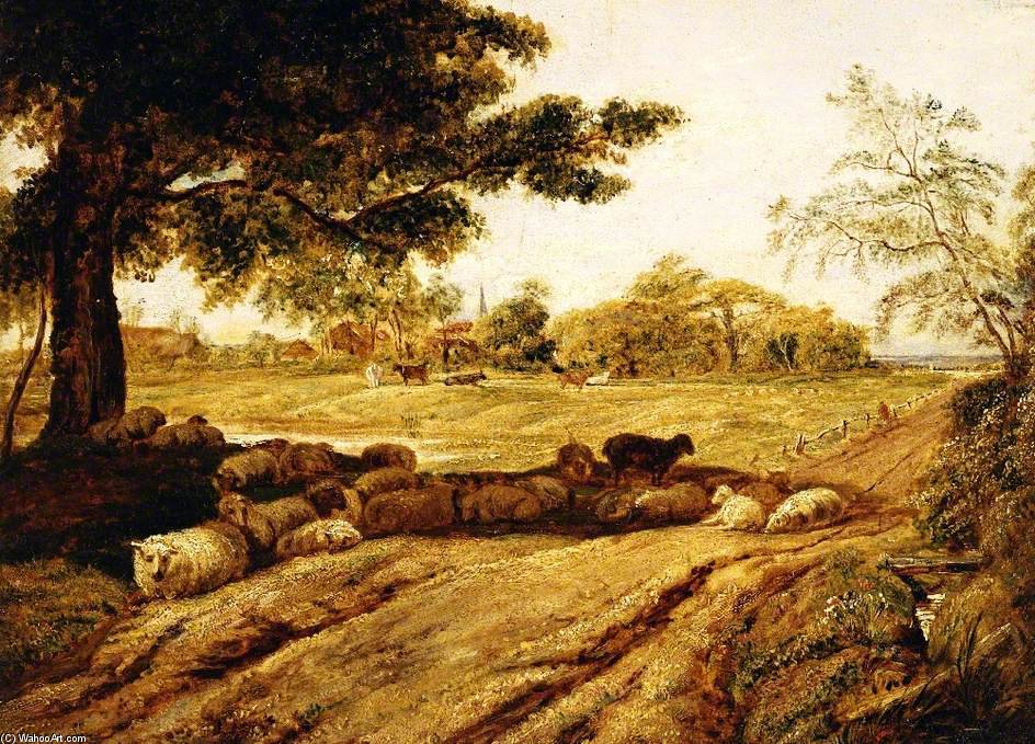 Wikioo.org - The Encyclopedia of Fine Arts - Painting, Artwork by John Linnell - Rustic Landscape With Sheep