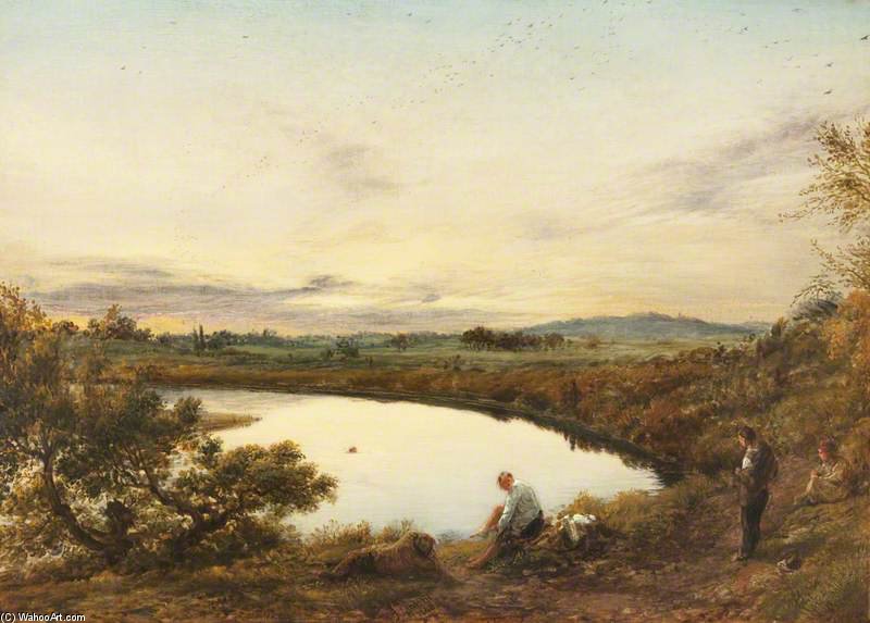 Wikioo.org - The Encyclopedia of Fine Arts - Painting, Artwork by John Linnell - Summer Evening, Boys Bathing