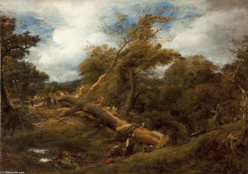 WikiOO.org - Encyclopedia of Fine Arts - Lukisan, Artwork John Linnell - The Fallen Monarch Of The Forest