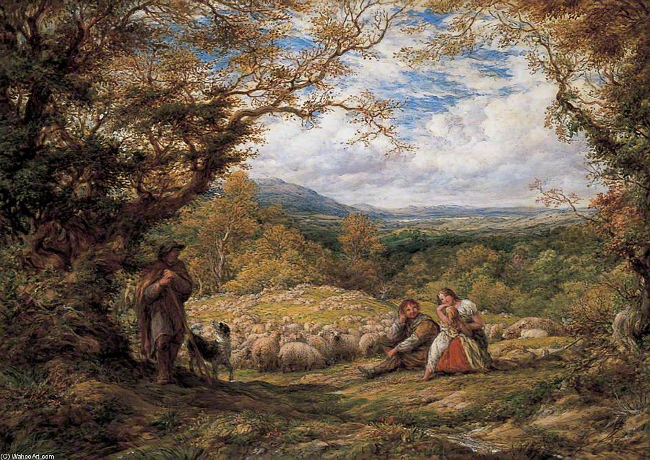 WikiOO.org – 美術百科全書 - 繪畫，作品 John Linnell -  的 羊 驾驶