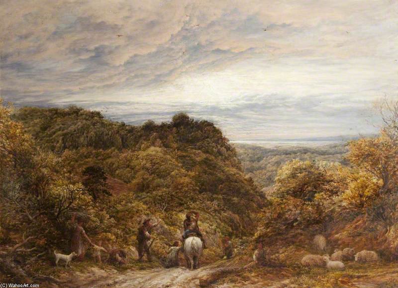 WikiOO.org - Encyclopedia of Fine Arts - Målning, konstverk John Linnell - The Traveller's Rest