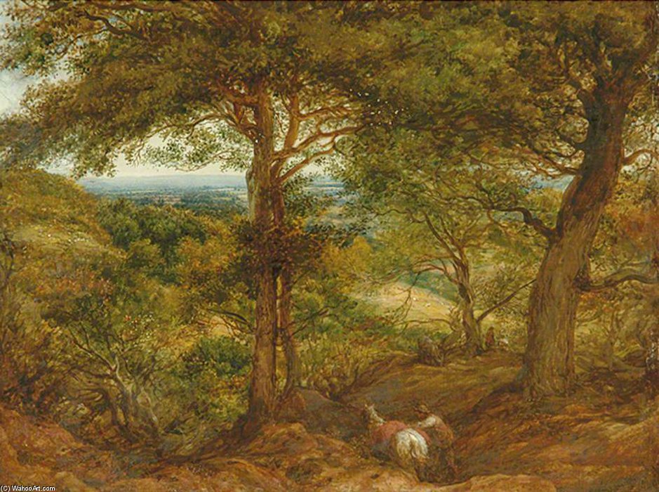 WikiOO.org - Encyclopedia of Fine Arts - Malba, Artwork John Linnell - Woody Landscape -
