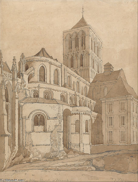 Wikioo.org - The Encyclopedia of Fine Arts - Painting, Artwork by John Sell Cotman - Abbey Church At Fecamp, Normandy