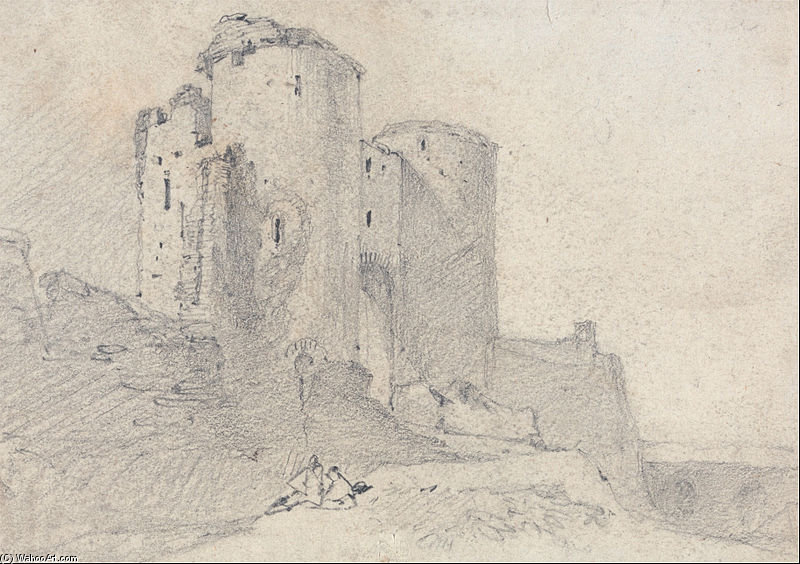Wikioo.org - The Encyclopedia of Fine Arts - Painting, Artwork by John Sell Cotman - Beeston Castle, Cheshire- Entrance To The Castle
