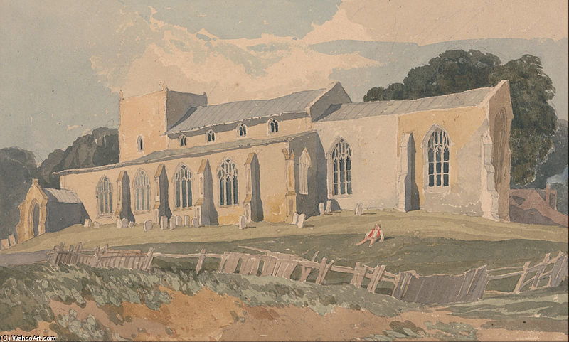 Wikioo.org - The Encyclopedia of Fine Arts - Painting, Artwork by John Sell Cotman - Blickling Church, Norfolk, From The South-east
