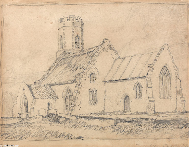 WikiOO.org - Encyclopedia of Fine Arts - Maalaus, taideteos John Sell Cotman - Brampton Church, Norfolk, From The South-east