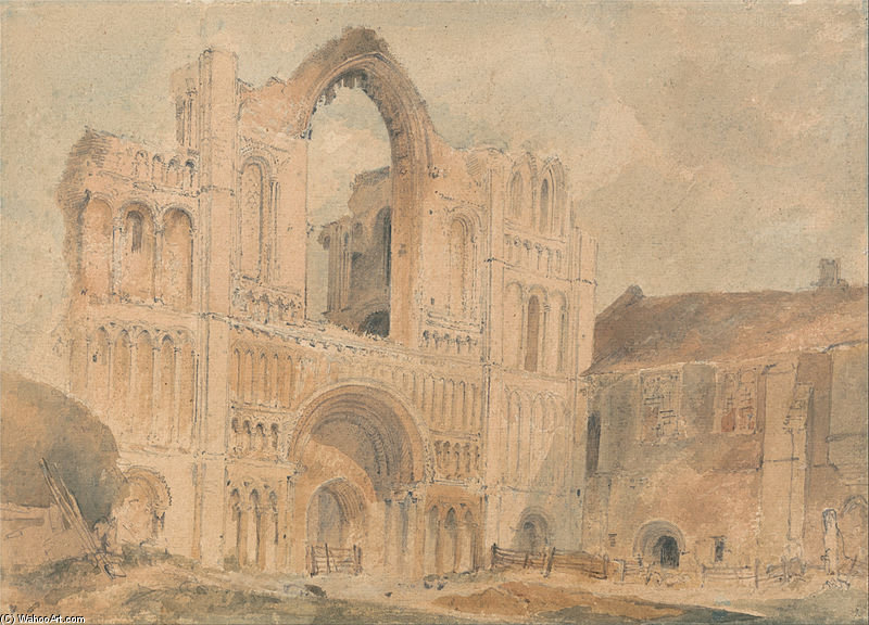 WikiOO.org - Encyclopedia of Fine Arts - Maleri, Artwork John Sell Cotman - Castle Acre Priory, Norfolk, West Front