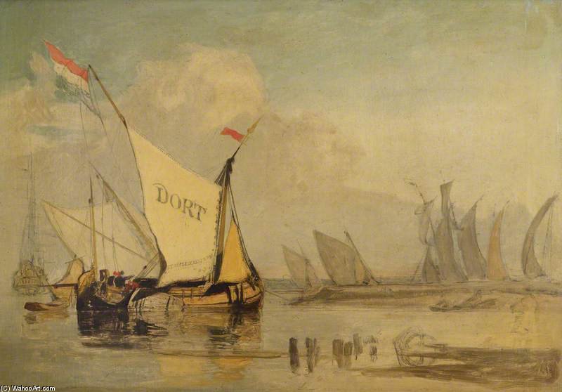 WikiOO.org - Encyclopedia of Fine Arts - Schilderen, Artwork John Sell Cotman - Dutch Barges Off The Coast