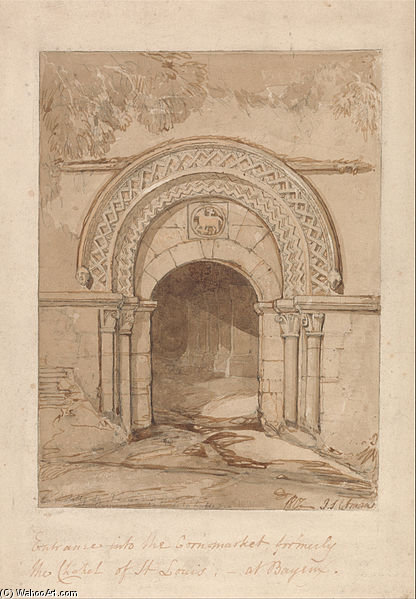 Wikioo.org - The Encyclopedia of Fine Arts - Painting, Artwork by John Sell Cotman - Entrance Into The Cornmarket, Formerly The Chapel Of St. Louis