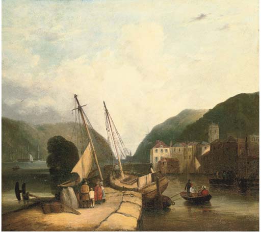 WikiOO.org - دایره المعارف هنرهای زیبا - نقاشی، آثار هنری John Sell Cotman - Figures In A Harbour, Loading Supplies