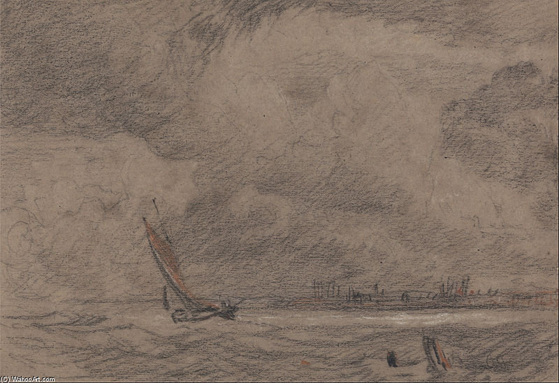 Wikioo.org - สารานุกรมวิจิตรศิลป์ - จิตรกรรม John Sell Cotman - Fishing Vessel Off Yarmouth