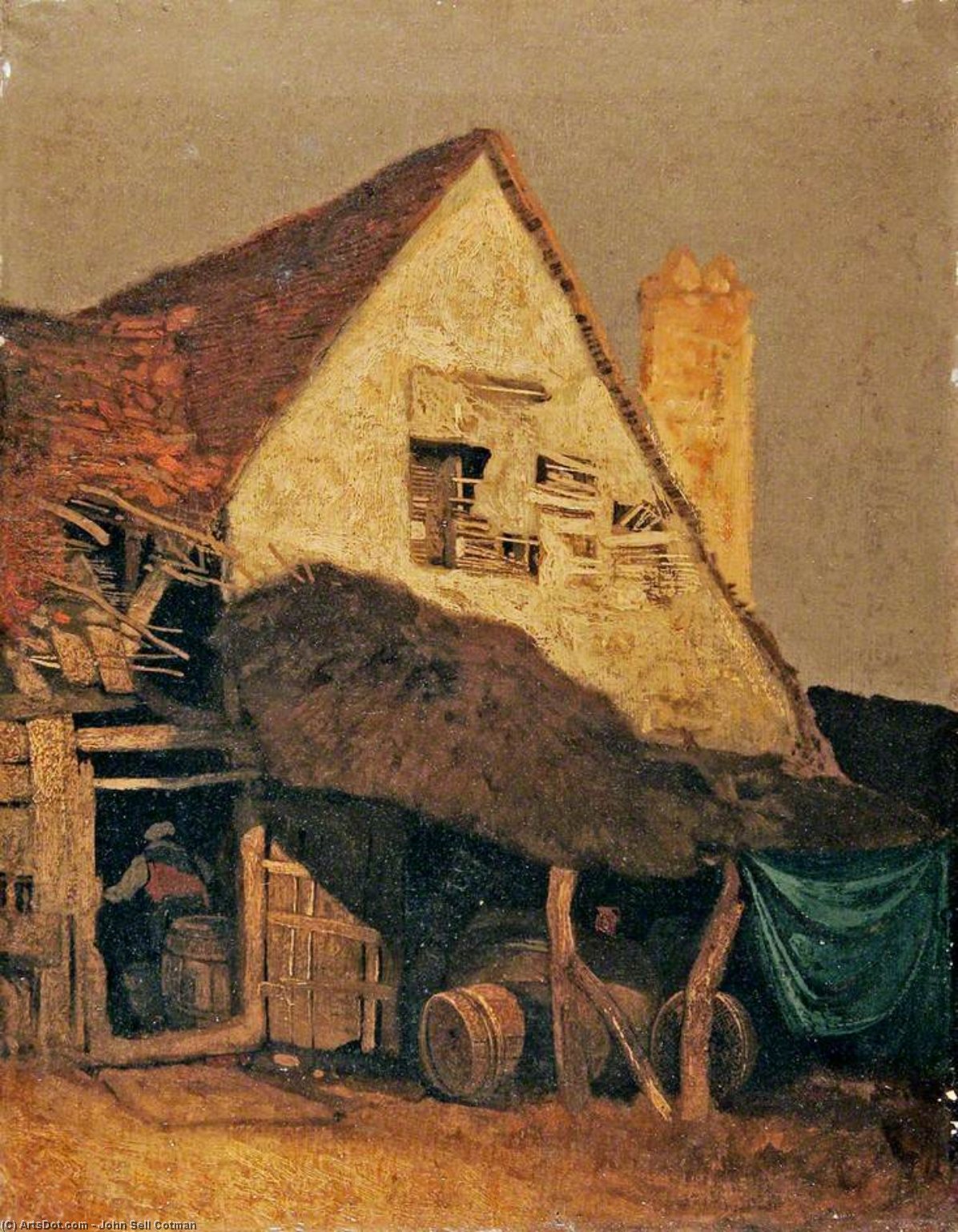 WikiOO.org - Encyclopedia of Fine Arts - Maalaus, taideteos John Sell Cotman - Gable End Of Old Houses, St Albans